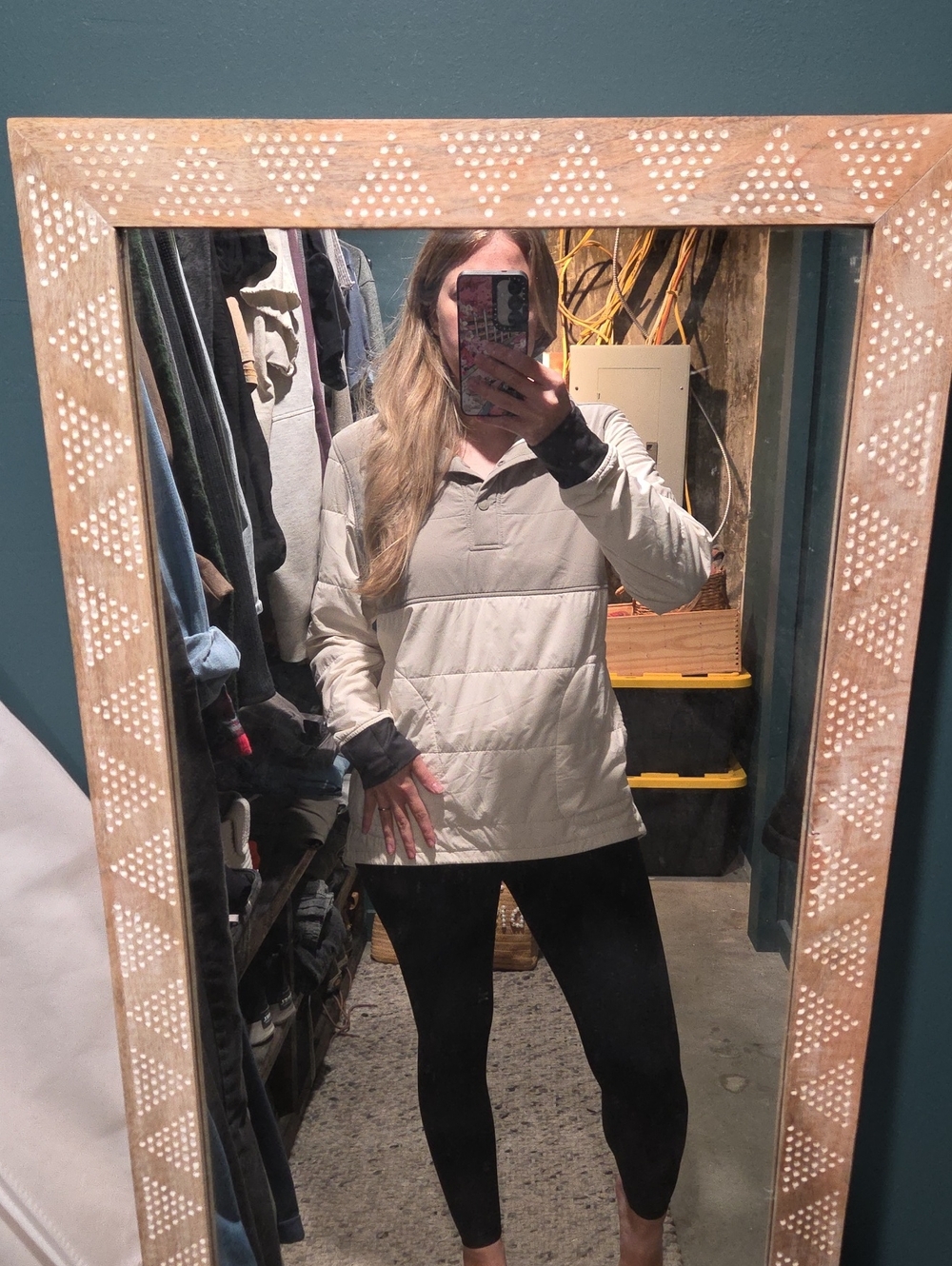 The North Face Light Gray Quilted Pullover Sweatshirt